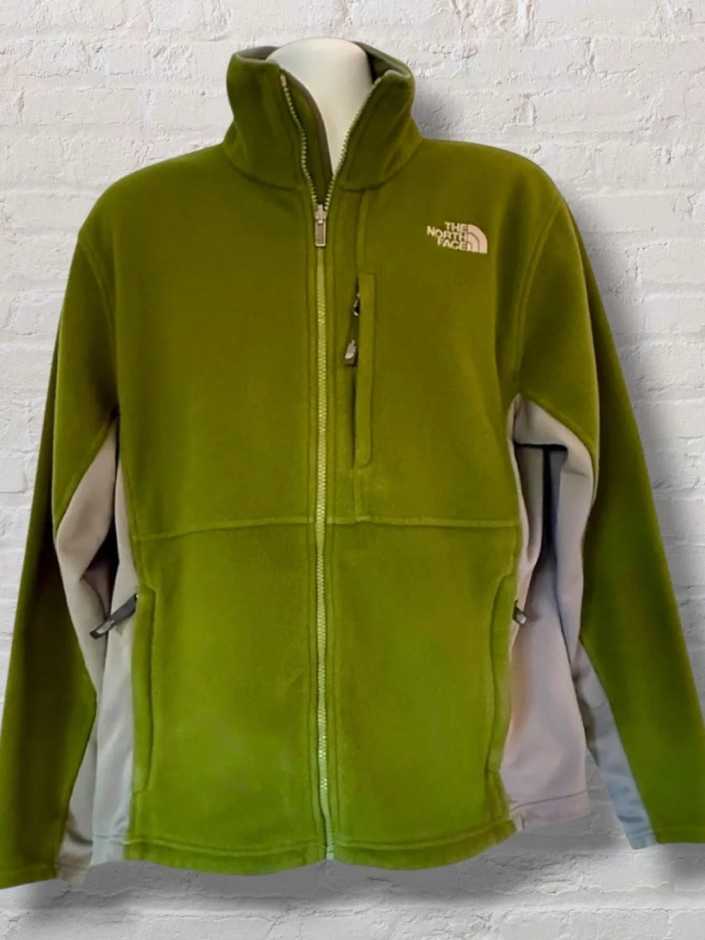 The North Face Full Zip Fleece Jacket Men’s Large Olive Green Gray TKA 100